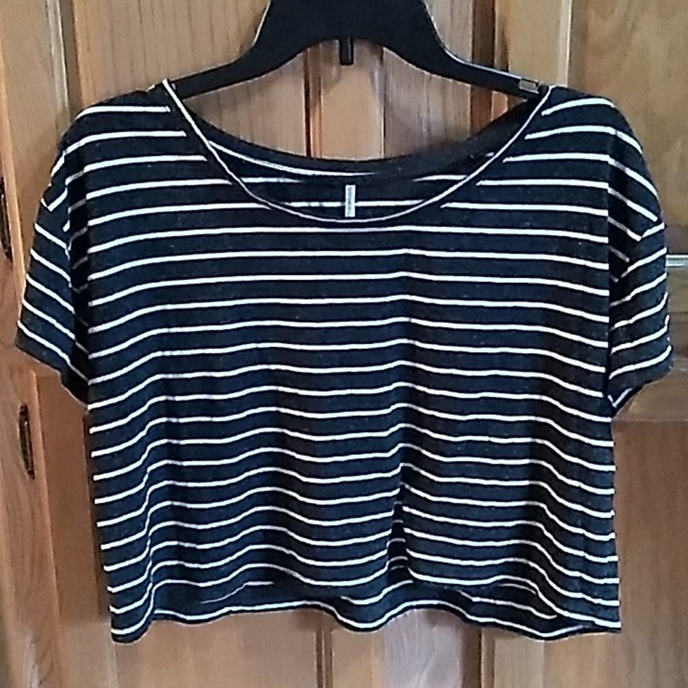 Tresics Sz M Gray+White Crop Top